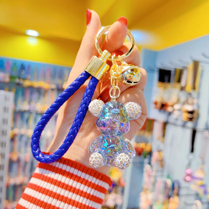 Wholesale Diamond Gypsophila Violent Bear Resin Keychains